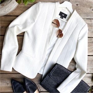 H&M |  Balmain Inspired Texture Pattern White Blazer